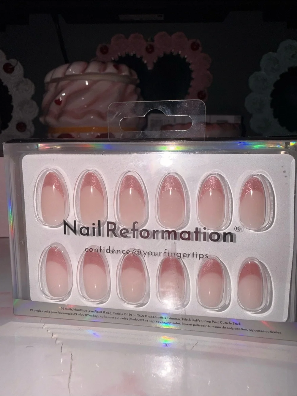 Nail Reformation Rose Gold Reflective French Tip Press-On Nails